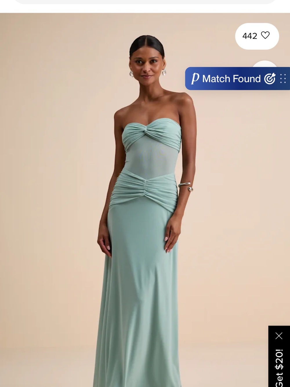 Lulu's Strapless Sage Green Twist Bodice Gown